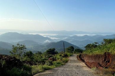 Road through the hills at Gudisa hill station near Maredumilli