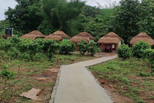 Walkway leading to the huts at Manyam Resorts Maredumilli